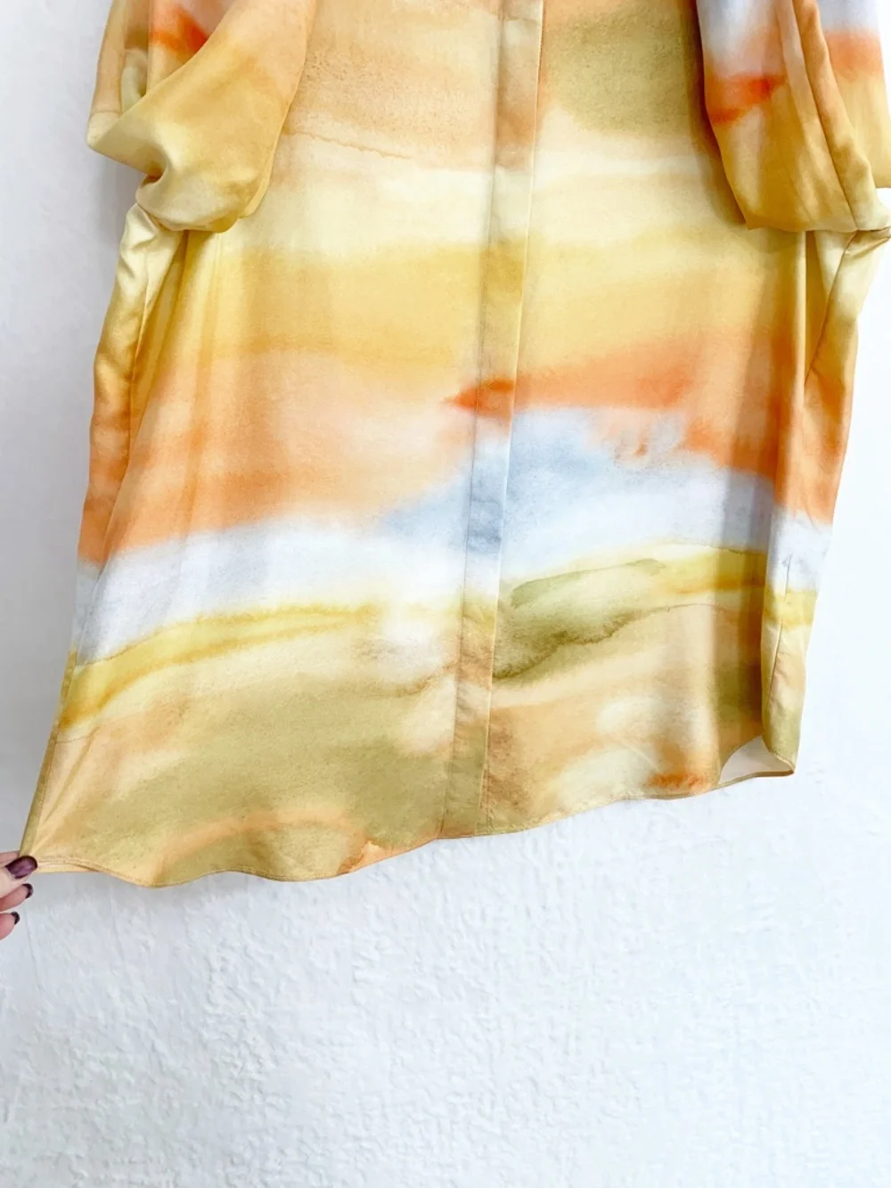 LaFayette 148 Scottie Silk Twill Horizon Print Blouse Sz XL - Picture 5 of 12